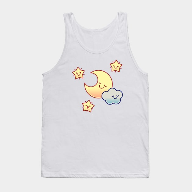 Sleepover (Moon, Stars, and Cloud) Tank Top by knitetgantt